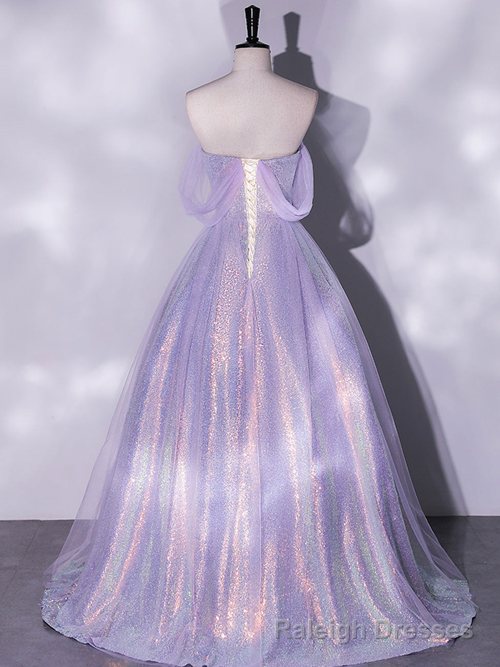 Purple A Line Tulle Sequin Long Prom Dress, Purple Sequin Long Formal Dress