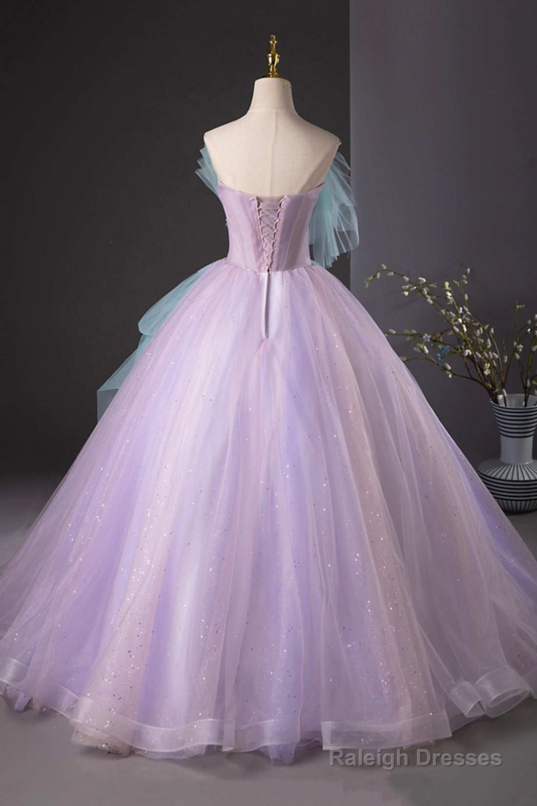 Purple And Blue Tulle Long Prom Dress, Beautiful A-Line Evening Party Dress