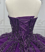 Purple Ball Gowns Quince Dress Tulle Sweetheart Sequin Wedding Dress For Women