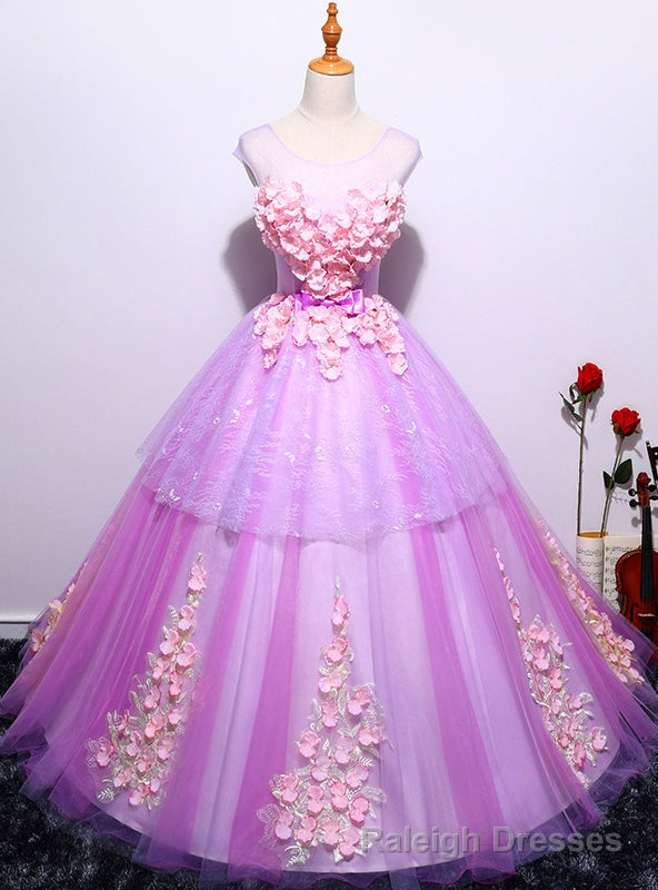Purple Ball Gown Tulle Appliques Quinceanera Dresses Main image