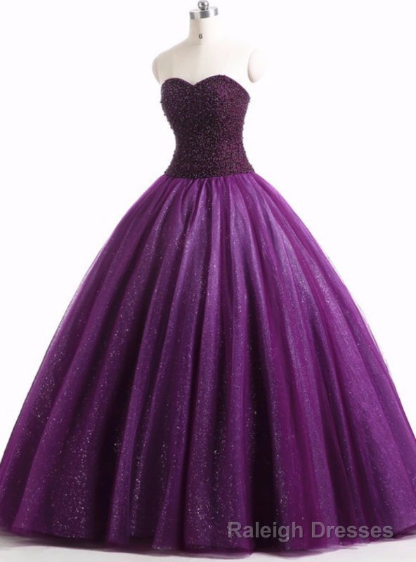 Purple Ball Gown Tulle Sweetheart Beading Quinceanera Dresses Main image
