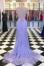 Purple/Blue Mermaid Backless Lace Prom Dress Purple/Blue Mermaid Backless Lace Prom Graduation Prom Dreses