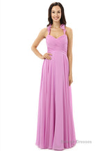 Purple Chiffon Halter Backless With Pleats Bridesmaid Dresses