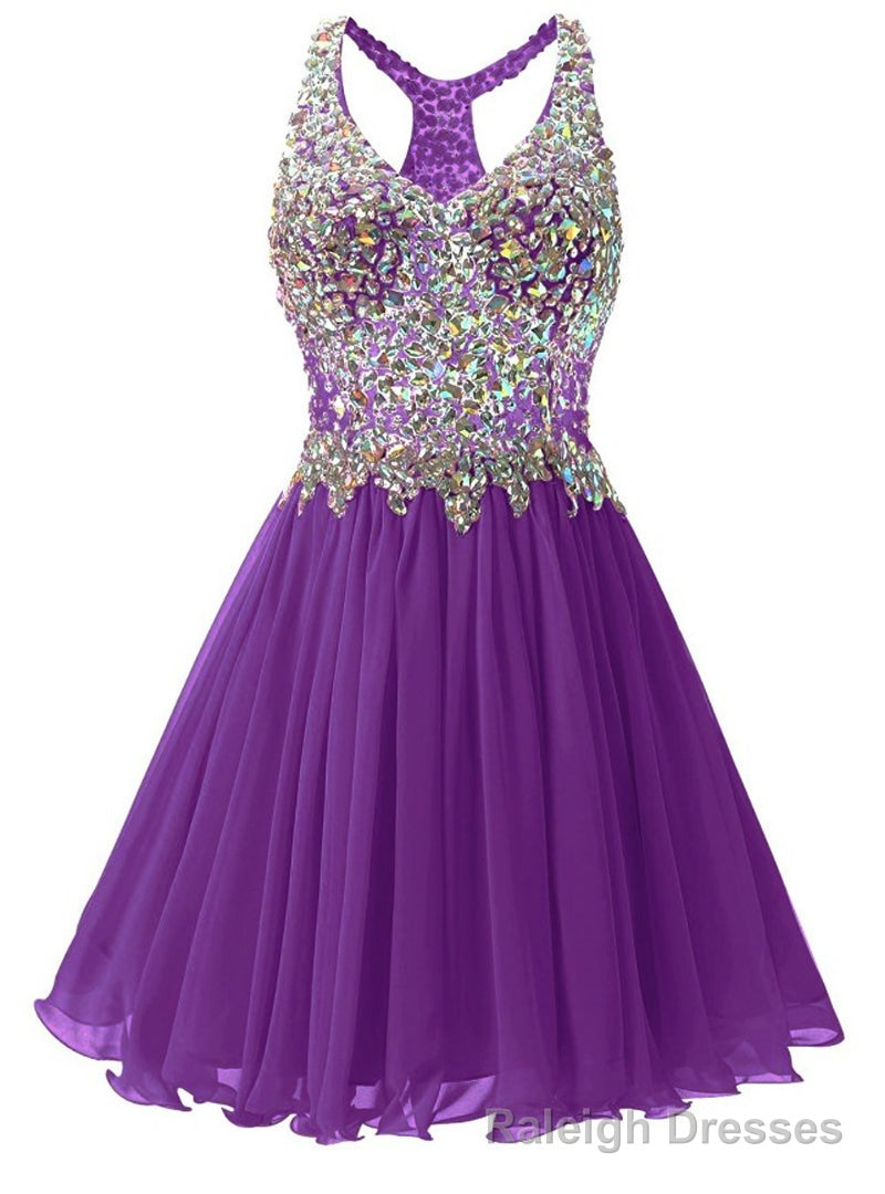 Purple Chiffon V-neck Homecoming Dress Main image
