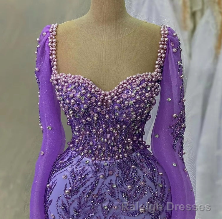 Purple evening dresses for women glittering ball gowns Secondary image