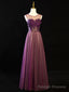 Purple Floral Long Lace Prom Dresses, Purple Floral Long Lace Formal Evening Dresses