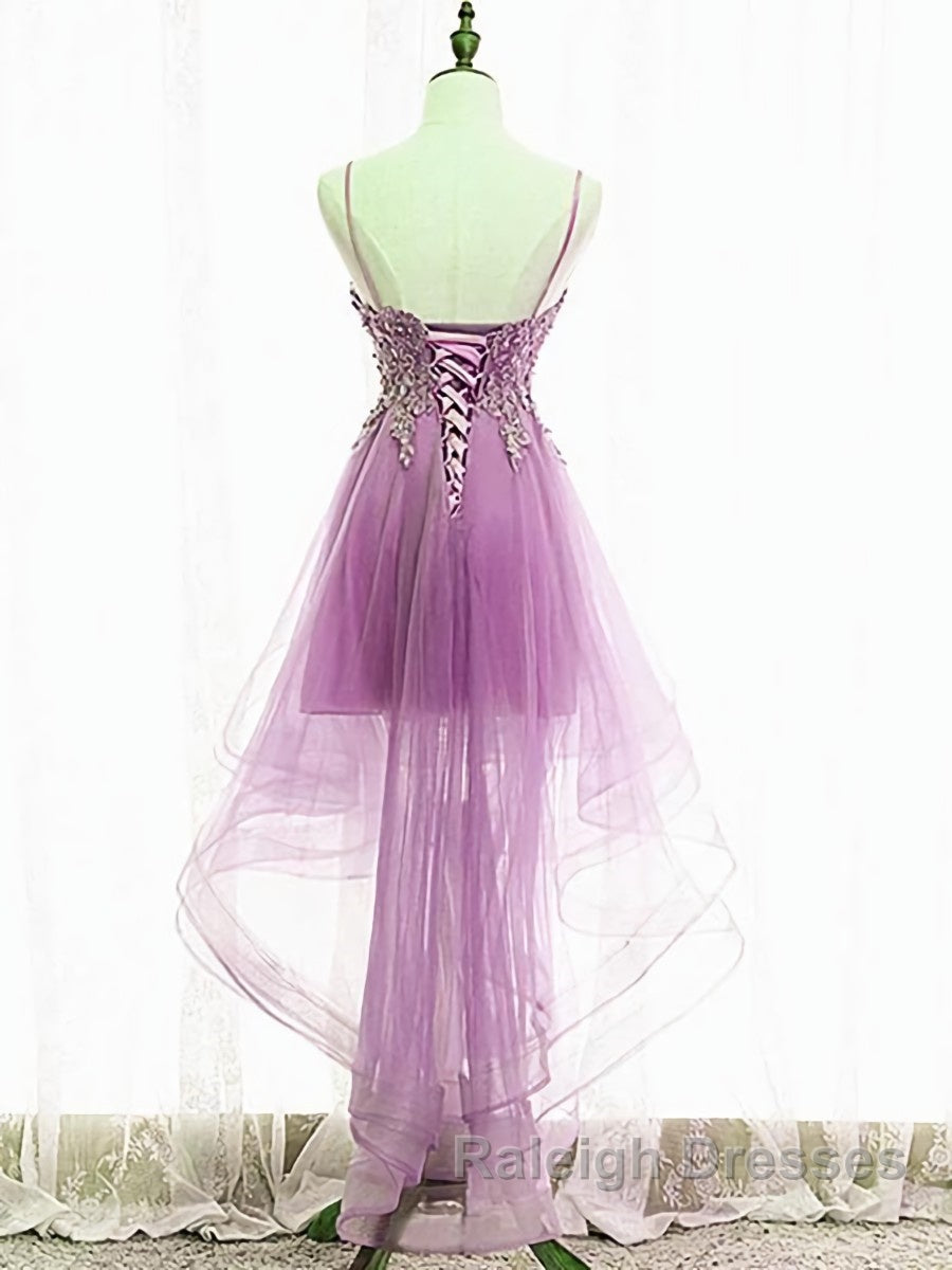 Purple High Low Lace Prom Dress Light Purple High Low Lace Prom Homecoming Dress
