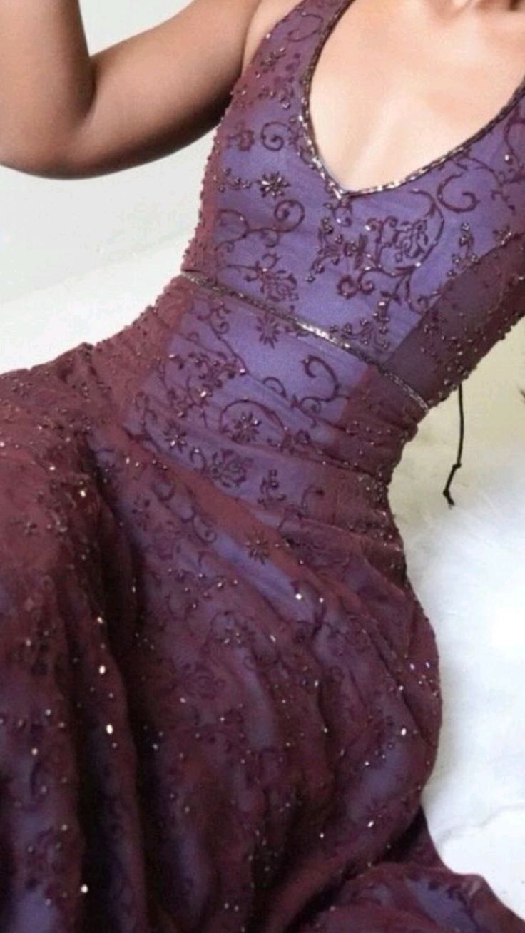 Purple Lace Halter Prom Dress Long Prom Dresses Secondary image