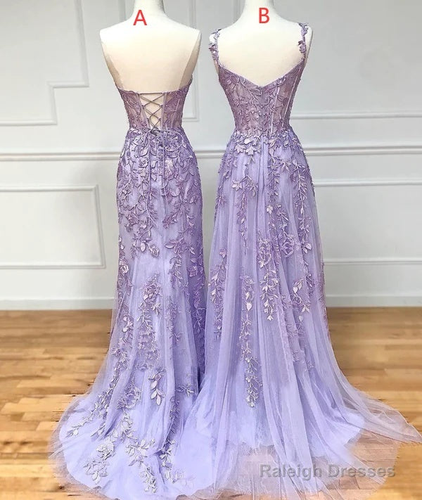 Purple Lace Long Prom Dress Secondary image
