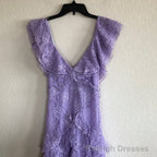 Purple Lace Long Prom Dress Backless Prom Dress Stunning Maxi Dress