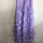 Purple Lace Long Prom Dress Backless Prom Dress Stunning Maxi Dress