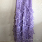 Purple Lace Long Prom Dress Backless Evening Dress Stunning Maxi Dress
