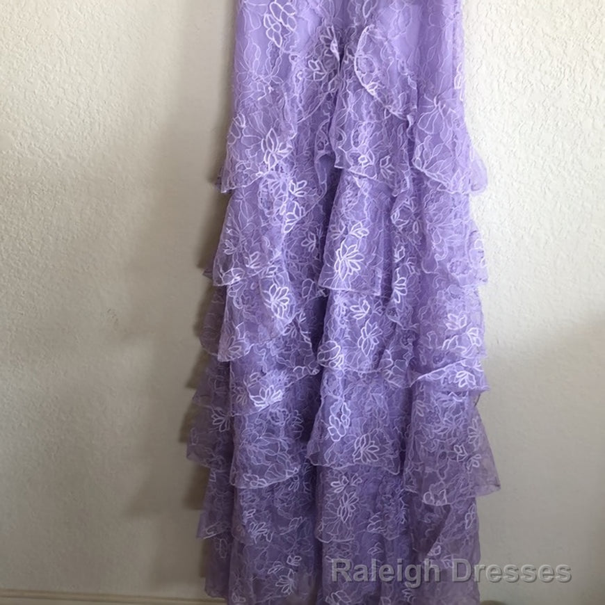 Purple Lace Long Prom Dress Backless Evening Dress Stunning Maxi Dress