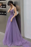 Purple Lace Long Prom Dress A-Line Purple Prom Graduation Dress
