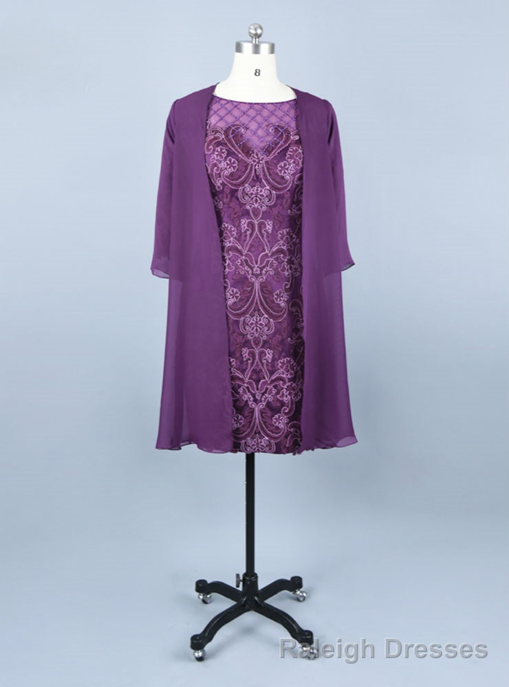 Purple Lace Mother of the Bride Dresses Chiffon Jacket Main image
