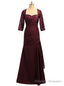 Purple Mermaid 3/4 Sleeves Chiffon Lace Mother Of The Bride Dresses