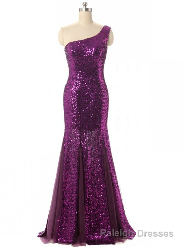Purple Mermaid One Shoulder Sequins Bridesmaid Dress Main image