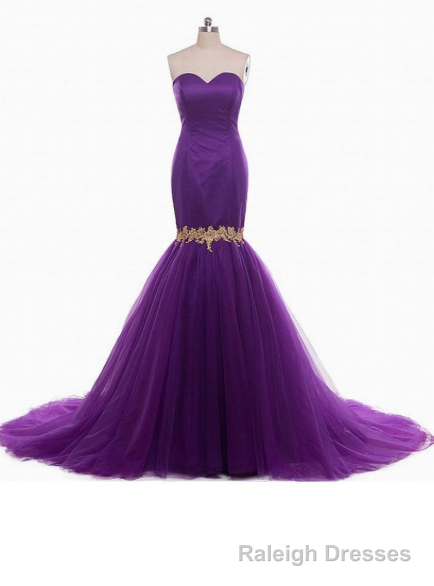 Purple Mermaid Strapless Sweetheart Prom Wedding Dress Formal Dresses Main image