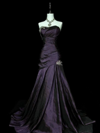 Purple Mermaid Sweetheart Long Prom Dresses Strapless Prom Dresses
