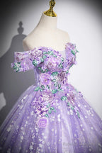 Purple Off Shoulder Lace Floor Length Prom Dresses Beautiful Sweet 16 Dresses Prom Dresses