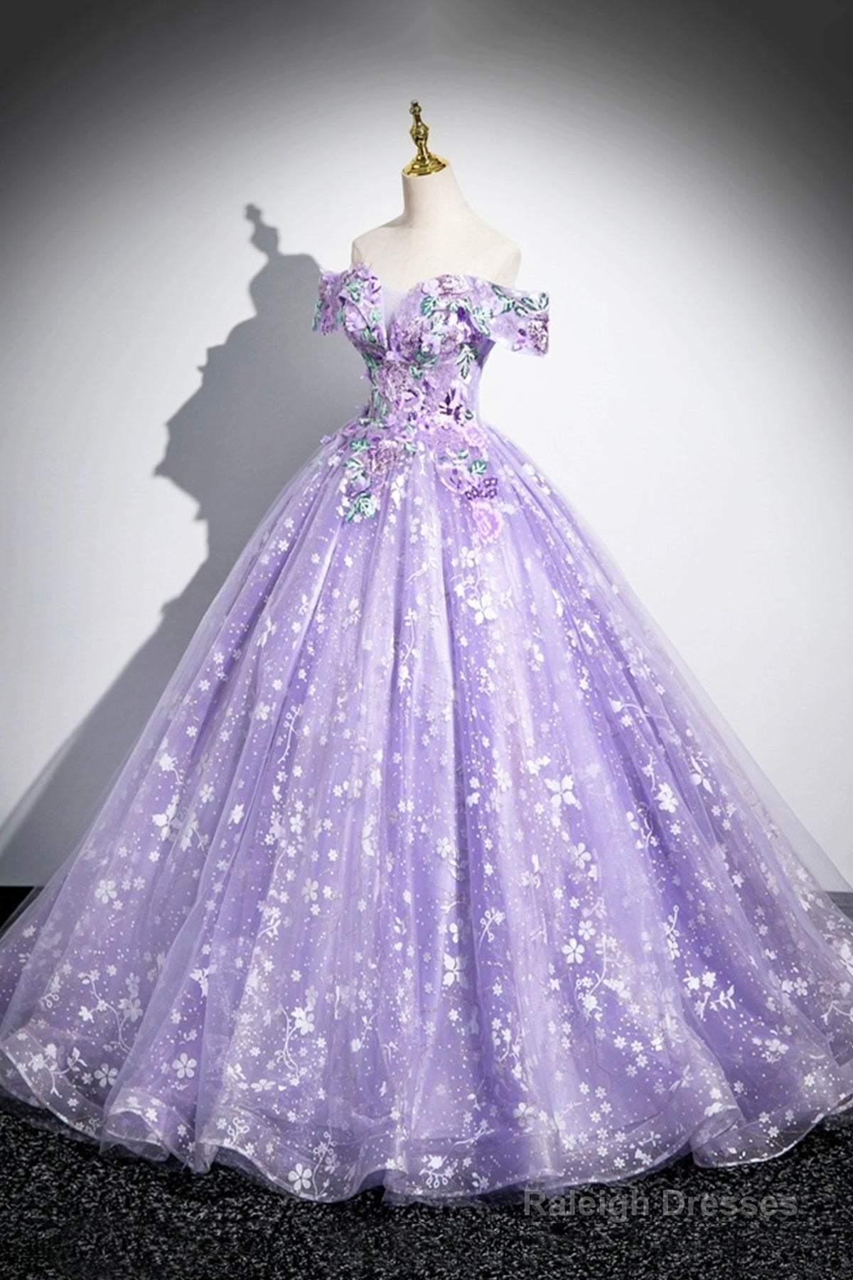 Purple Off Shoulder Lace Floor Length Prom Dresses Beautiful Sweet 16 Dresses Prom Dresses