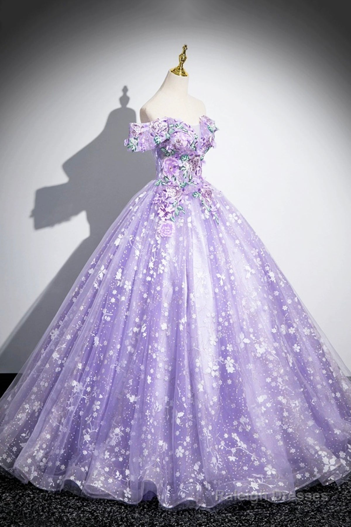 Purple Off Shoulder Lace Floor Length Prom Dresses Beautiful Sweet 16 Dresses Prom Dresses
