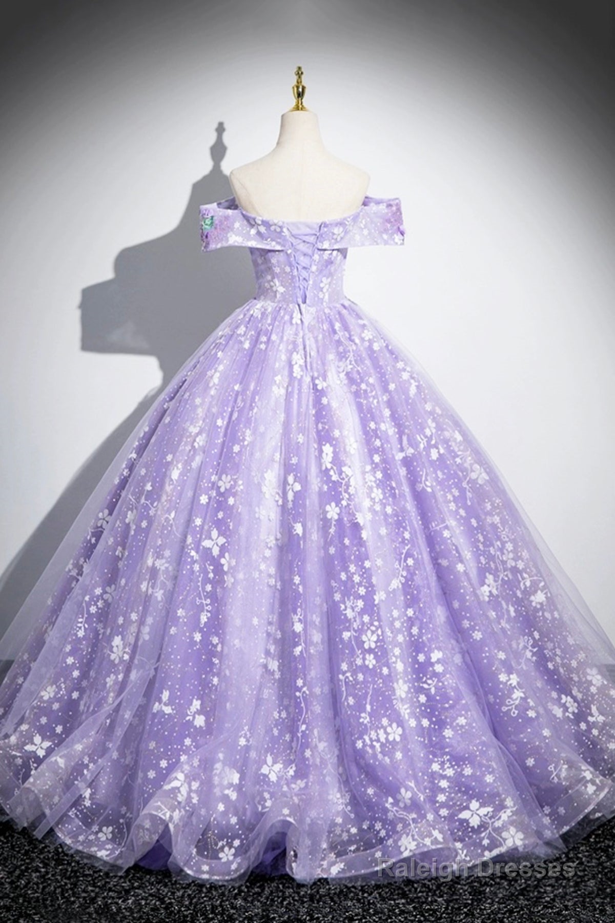 Purple Off Shoulder Lace Floor Length Prom Dresses Beautiful Sweet 16 Dresses Prom Dresses
