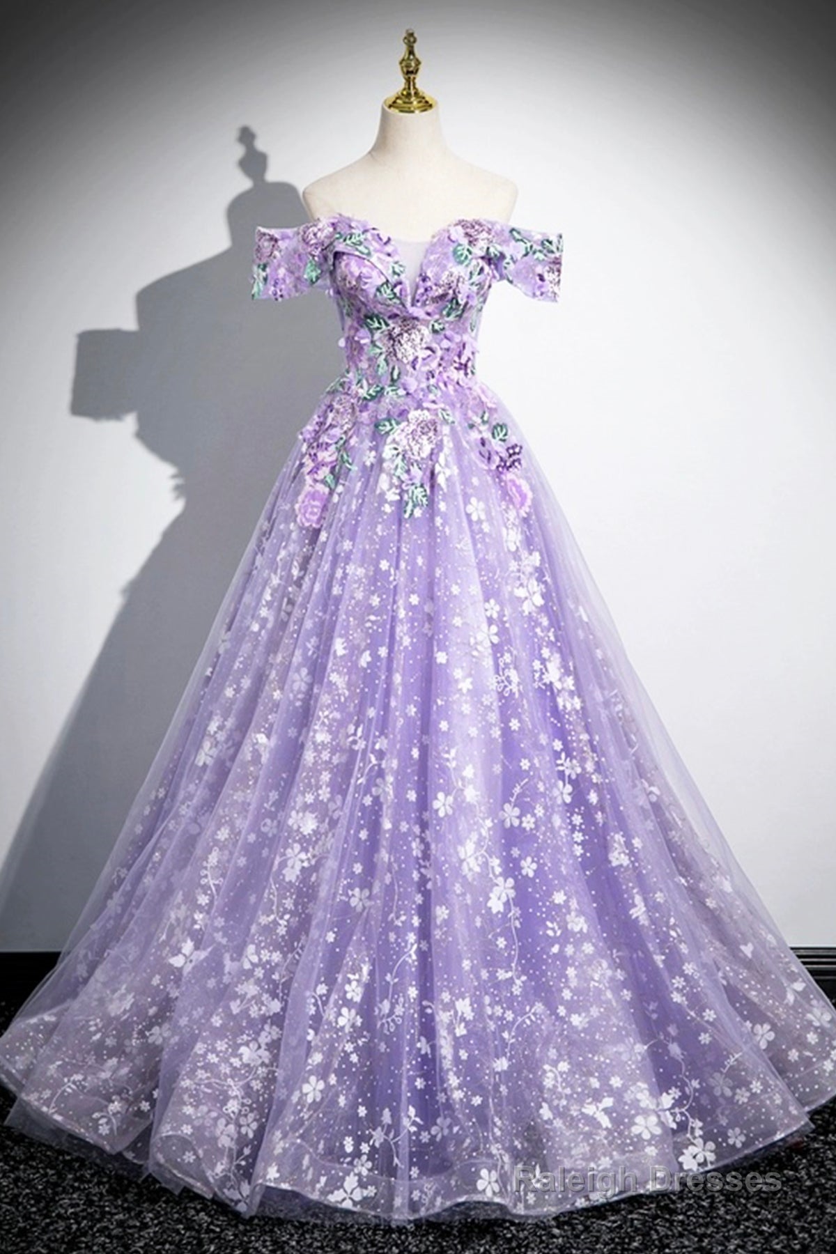 Purple Off Shoulder Lace Floor Length Prom Dresses Beautiful Sweet 16 Dresses Prom Dresses