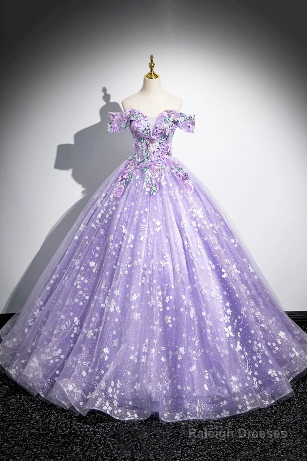 Purple Off Shoulder Lace Floor Length Prom Dresses Beautiful Sweet 16 Dresses Prom Dresses