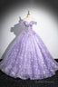 Purple Off Shoulder Lace Floor Length Prom Dresses Beautiful Sweet 16 Dresses Prom Dresses