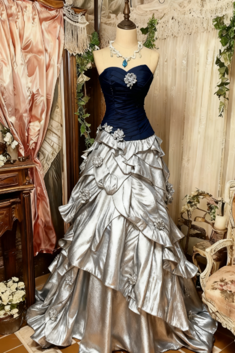 Purple Pink Blue Gradient Fashion Retro Elegant Delicate Floral Beads Sweet Elegant Long Tulle Floor Length Ball Gown Evening Gown