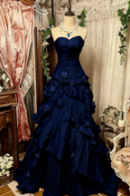 Purple Pink Blue Gradient Fashion Retro Elegant Delicate Floral Beads Sweet Elegant Long Tulle Floor Length Ball Gown Evening Gown