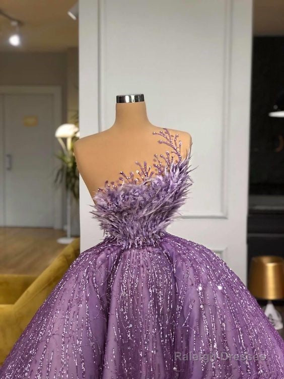 Purple Prom Dresses, Sparkly Prom Dress, Ball Gown Prom Dresses, Vestido De Fiesta, Feather Prom Dresses, Vestido De Longo, Elegant Prom Dresses, Prom Ball Gown, Secondary image