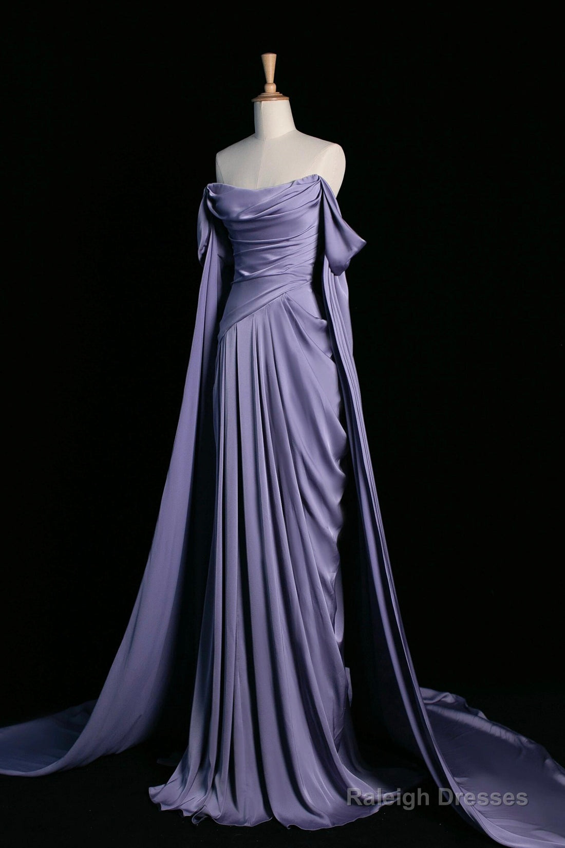 Purple Satin Long Prom Dress, Beautiful Off The Shoulder Evening Party Dress Secondary image