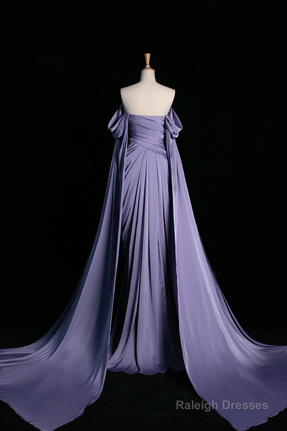 Purple Satin Long Prom Dress, Beautiful Off The Shoulder Evening Party Dress