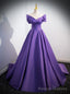 Purple Satin Off the Shoulder Prom Dress