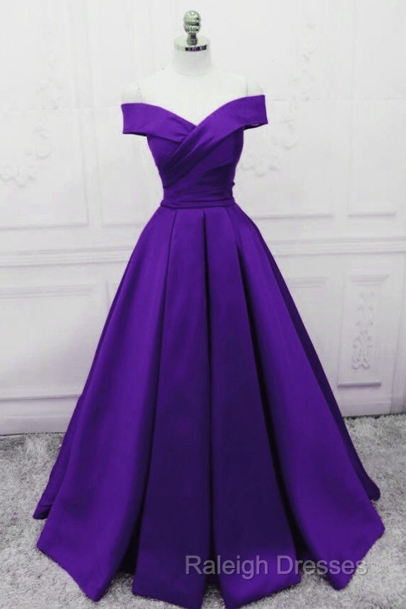Purple Satin Simple Sweetheart Long Evening Dress, Purple Formal Wedding Party Dresses Secondary image