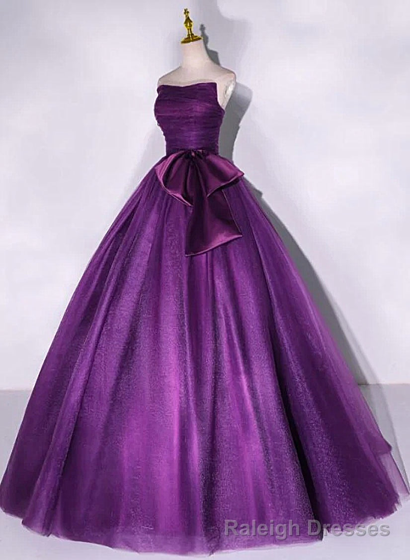Purple Scoop Tulle Ball Gown Formal Dresses, Purple Sweet 16 Dresses Secondary image
