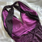 Purple Shiny Elegant Fashion Gradient Strap Long Tulle Ball Gown Evening Dress