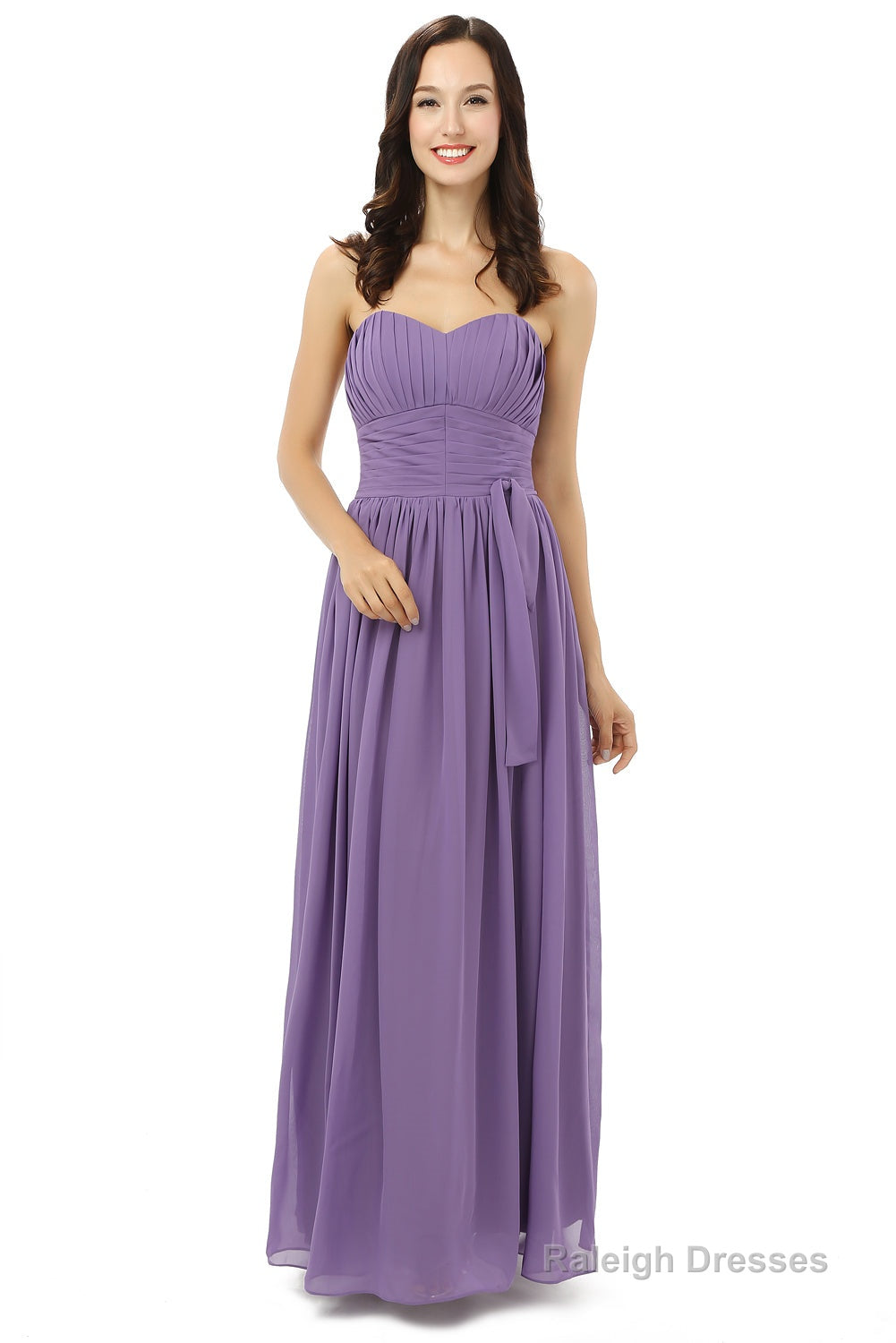 Purple Sleeveless Chiffon Long With Lace Up Bridesmaid Dresses Secondary image