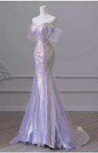 Purple’Ã?Sweetheart Sequin Mermaid Gowns-Fairytale Beaded Tulle Train Prom Dresses Long For Events