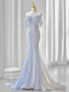Purple’Ã?Sweetheart Sequin Mermaid Gowns-Fairytale Beaded Tulle Train Prom Dresses Long For Events