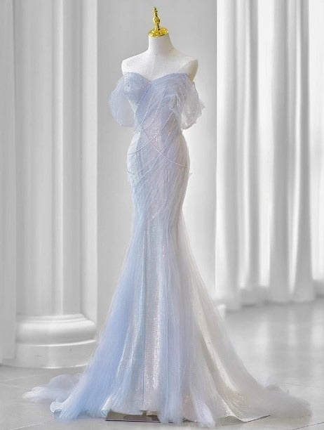 Purple’Ã?Sweetheart Sequin Mermaid Gowns-Fairytale Beaded Tulle Train Prom Dresses Long For Events