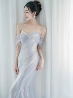 Purple’Ã?Sweetheart Sequin Mermaid Gowns-Fairytale Beaded Tulle Train Prom Dresses Long For Events