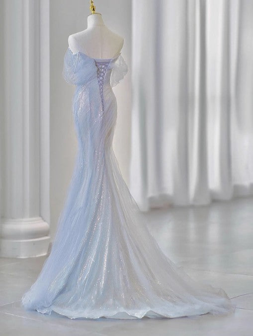 Purple’Ã?Sweetheart Sequin Mermaid Gowns-Fairytale Beaded Tulle Train Prom Dresses Long For Events