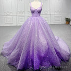 Purple Sweetheart Sequined Evening Party Dress