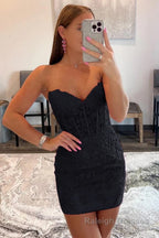 Purple Tight Short Homecoming Dress with Appliques
