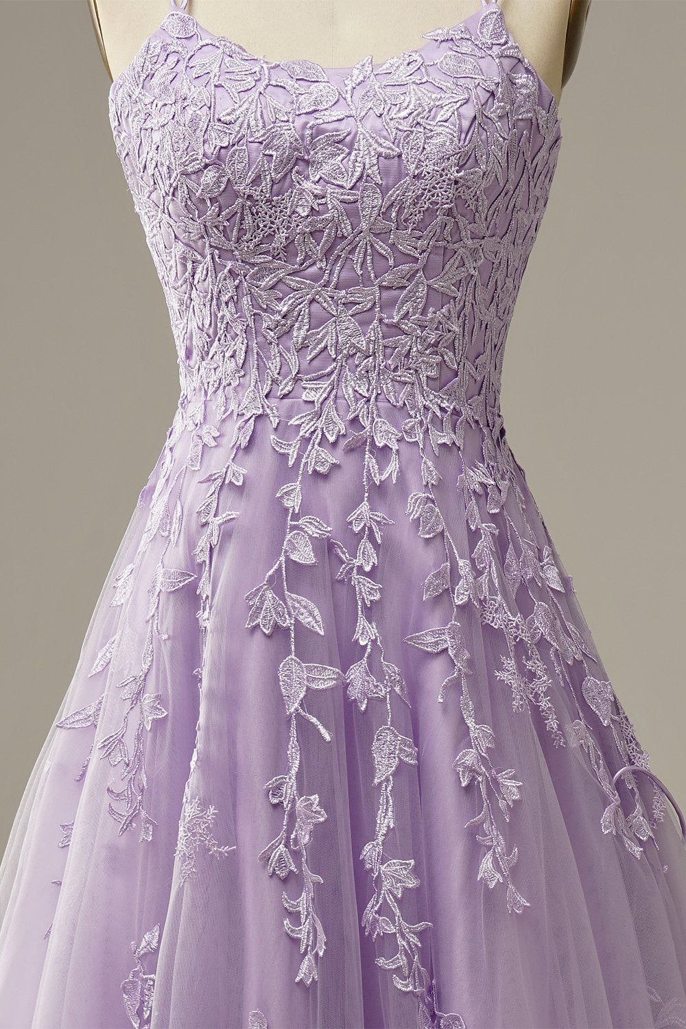 Purple Tulle Lace Prom Dresses Long Prom Dresses