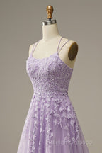 Purple Tulle Lace Long Prom Dress Formal Dress