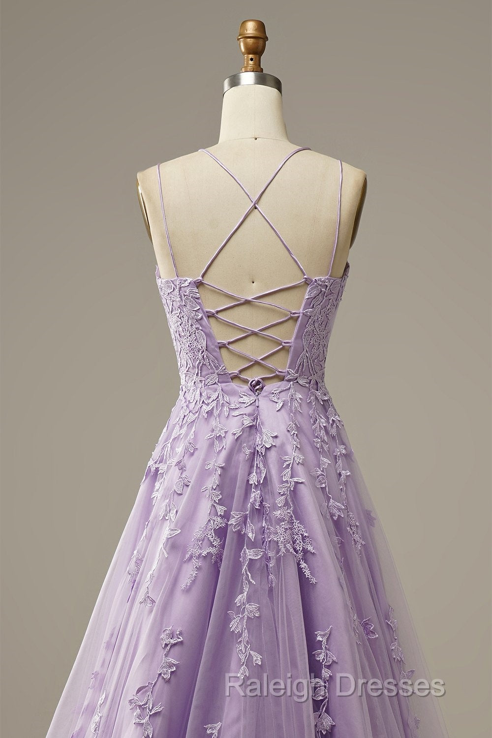 Purple Tulle Lace Long Prom Dress Formal Dress